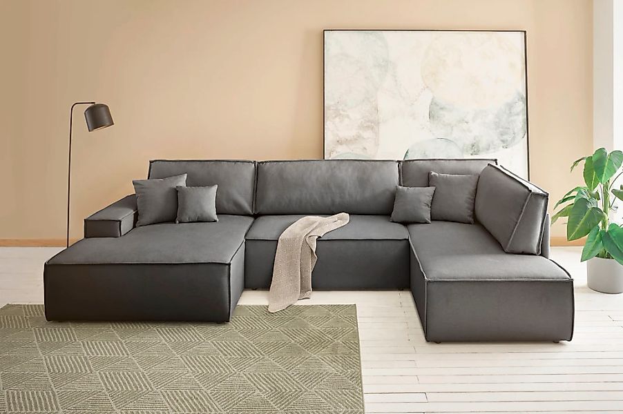 OTTO home Wohnlandschaft "FINNLEY, U-Form XXL 329 cm, Schlafsofa, Schlaffun günstig online kaufen