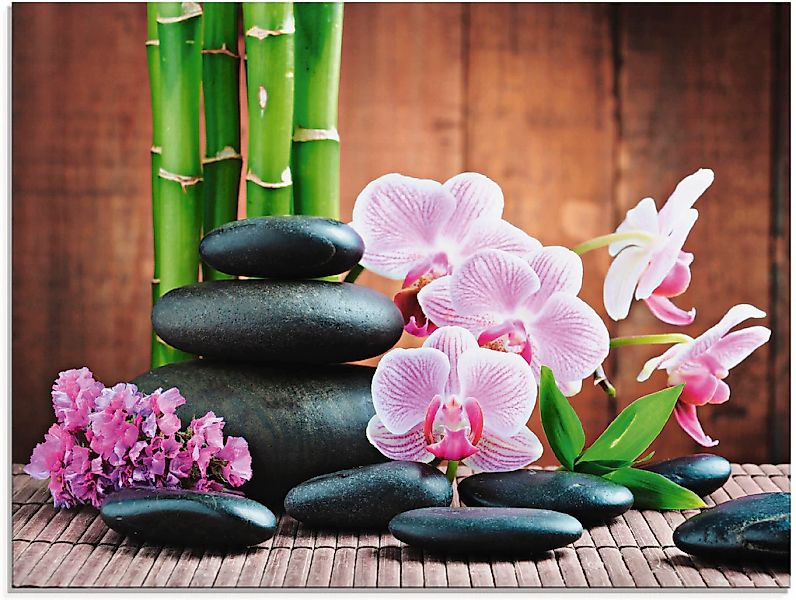 Artland Glasbild "Spa Konzept Zen Steinen Orchideen" Zen 1 Stk. tlg. in ver günstig online kaufen