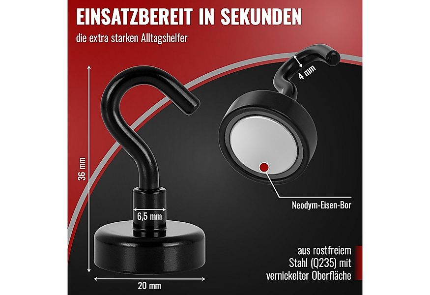 Poppstar Dekomagnet Neodym Magnet-Haken, für magnetische Flächen, (Haftkraf günstig online kaufen