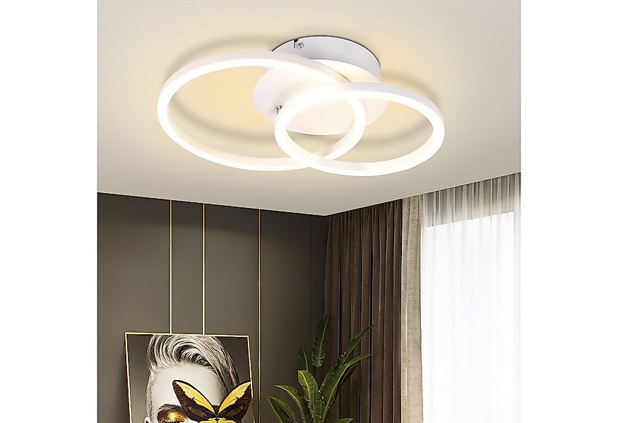 ZMH LED Deckenleuchte Wohnzimmer 2 Ringe Modern Runde Deckenlampe 24W 3000K günstig online kaufen