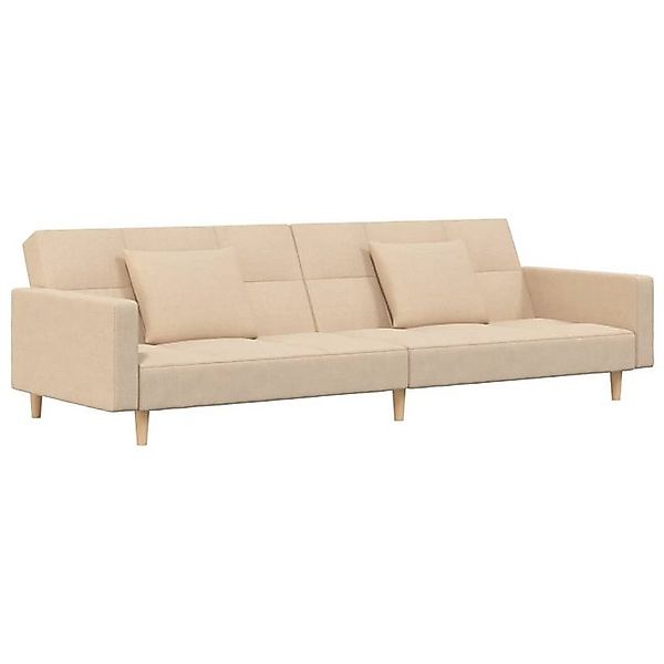 vidaXL Schlafsofa, Sofa 2-Sitzer mit 2 Kissen Creme Stoff günstig online kaufen