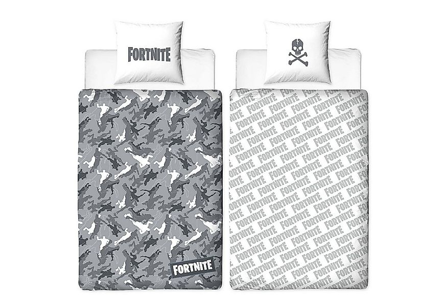 BERONAGE Kinderbettwäsche Fortnite Grey Bettwäsche Linon / Renforcé, 100% B günstig online kaufen