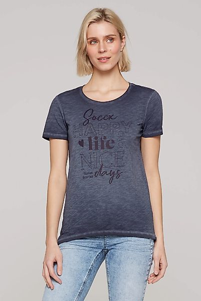 SOCCX Rundhalsshirt, mit offener Kante am Ausschnitt günstig online kaufen