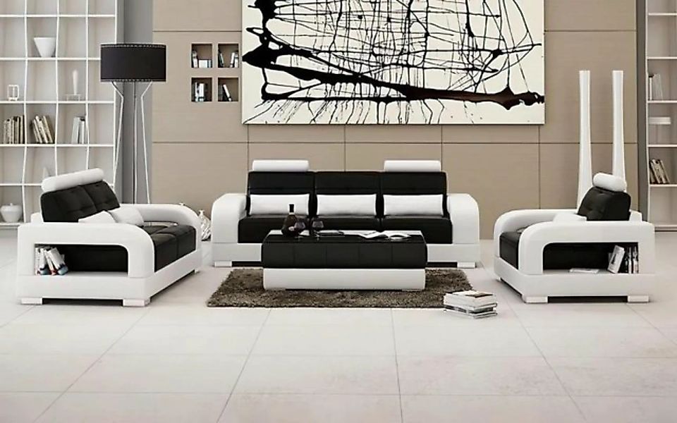 JVmoebel Sofa Sofas Polster 3+1+1 Sitzer Set Design Sofas Couchen Leder Mod günstig online kaufen