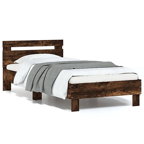 vidaXL Bettgestell Bettgestell mit Kopfteil Räuchereiche 90x200 cm Spanplat günstig online kaufen
