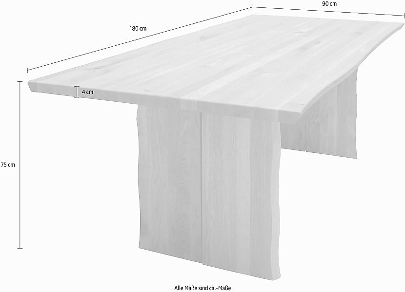 massivline&more Esstisch "Oviedo 2", Massivholz mit Baumkante günstig online kaufen