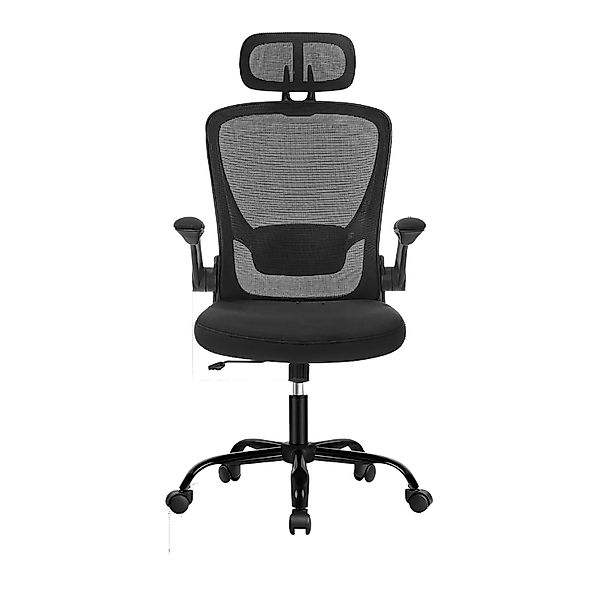 Songmics Schreibtischstuhl Kime Klappbare Armlehnen Kopfstütze Schwarz günstig online kaufen