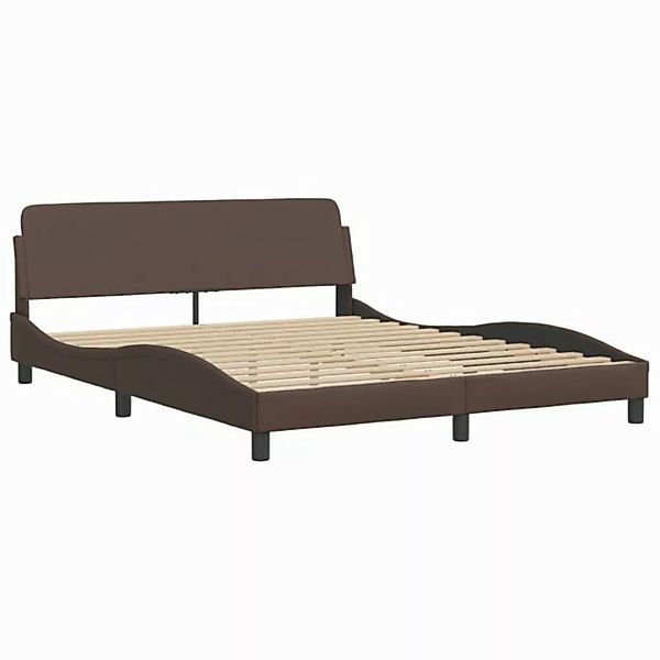 vidaXL Bett Bettgestell mit Kopfteil Braun 160x200 cm Kunstleder günstig online kaufen