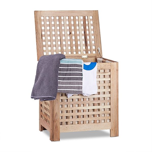 relaxdays Wäschetruhe Walnuss günstig online kaufen