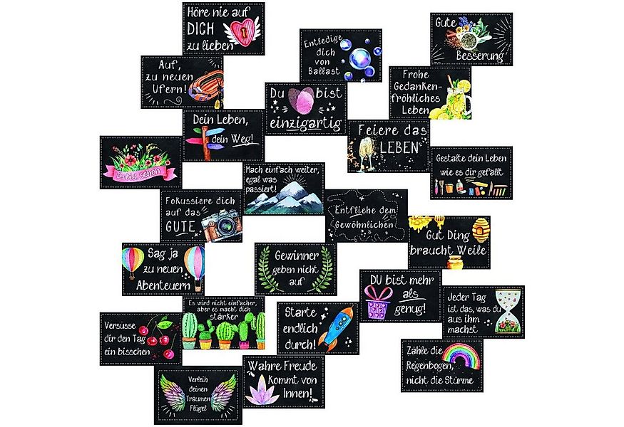 Logbuch-Verlag Dekofigur 24 Mini Sprüche Karten 8,5 x 5,5 cm in schwarz bun günstig online kaufen