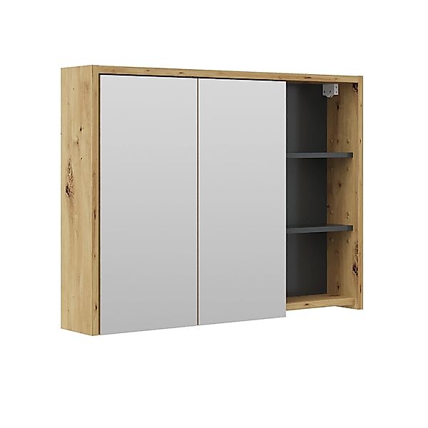 Vicco Badspiegelschrank Viola Anthrazit/Eiche 100 x 75 cm günstig online kaufen