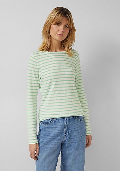 s.Oliver Langarmshirt T-Shirt Gestreiftes Langarmshirt aus Flammgarm mit U- günstig online kaufen