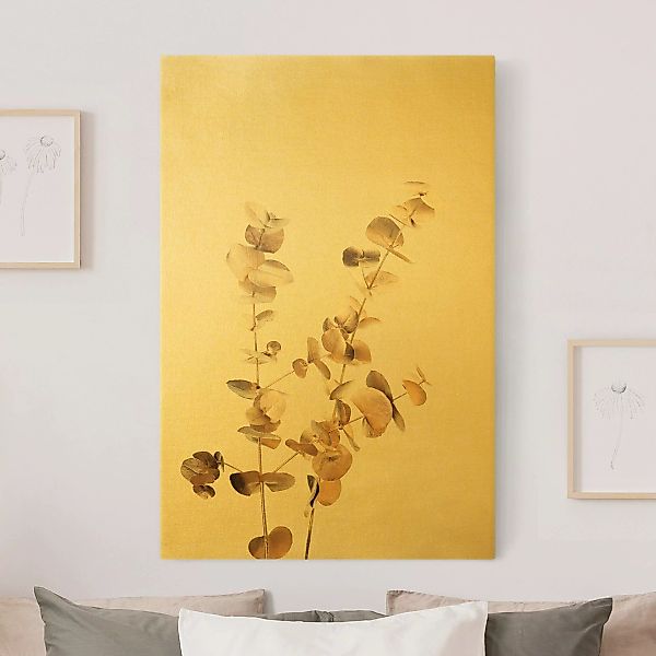 Leinwandbild Gold Goldene Eukalyptuszweige günstig online kaufen