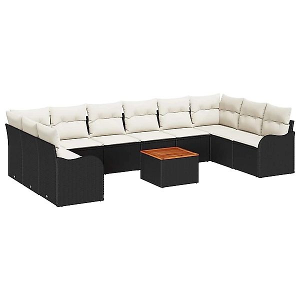 vidaXL Garten-Sofa-Set 11-Tlg Schwarz Poly Rattan 3347502 günstig online kaufen