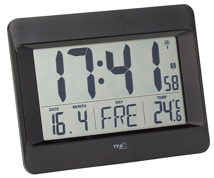 TFA Dostmann Funkwanduhr TFA 60.4519.01 digitale Wanduhr mit Datum Wochenta günstig online kaufen