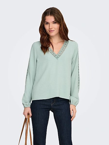 ONLY Langarmbluse "ONLGREGOR METTE LS LACE TOP WVN" Kunstfaser, regular fit günstig online kaufen