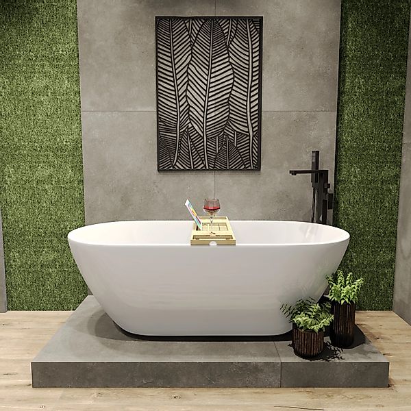 Bad Land Freistehende Badewanne ASGER 170x75 + Bambus Badewannenablage + Ab günstig online kaufen