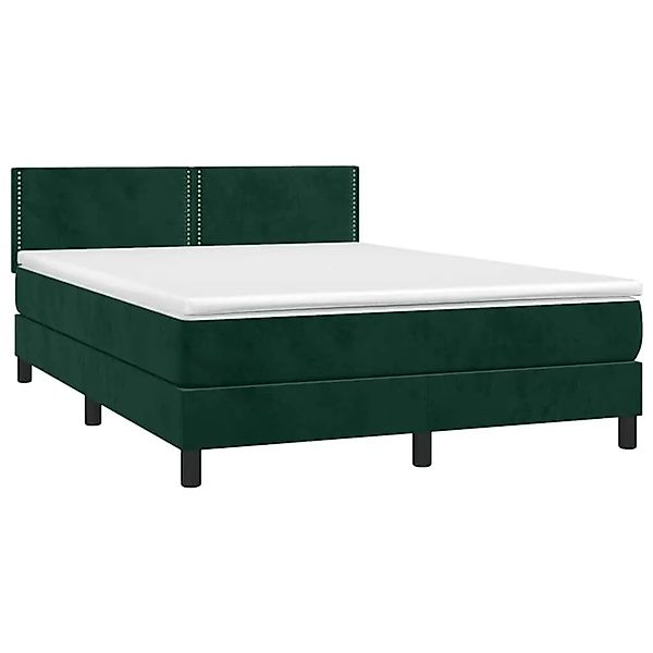 vidaXL Boxspringbett mit Matratze & LED Dunkelgrün 140x190 cm Samt 3134342 günstig online kaufen