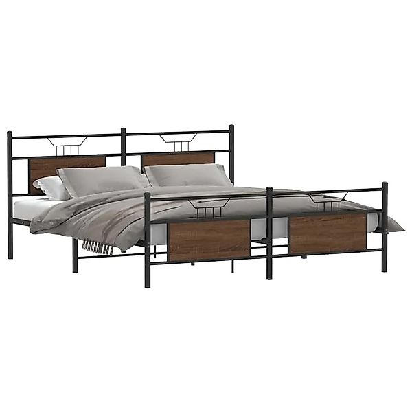 vidaXL Metallbett ohne Matratze Braun Eichen-Optik 160x200 cm 3325102 günstig online kaufen