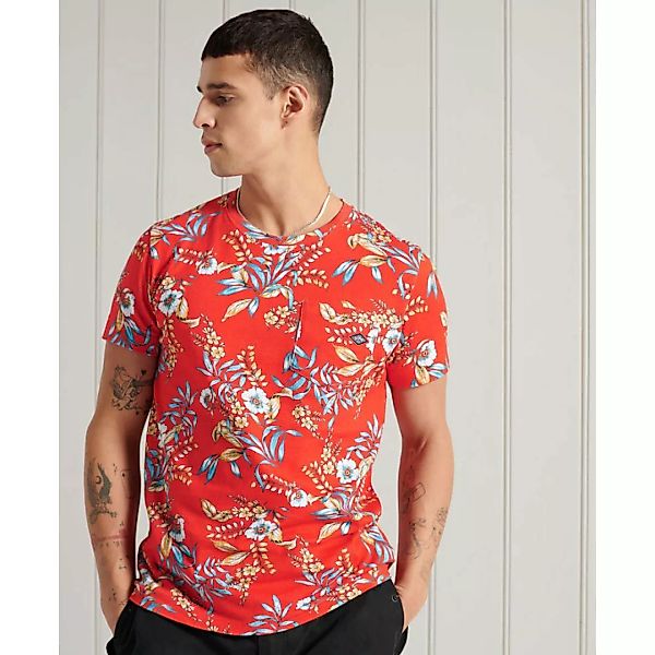 Superdry Allover Print Pocket Kurzarm T-shirt XL Red Hawaiian günstig online kaufen