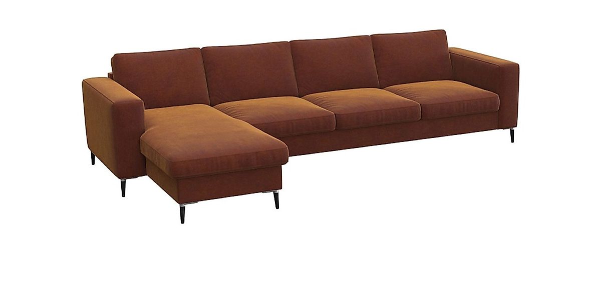 FLEXLUX Ecksofa "Fiore, L-Form" breite Armlehnen, Kaltschaum, Füße Alu+schw günstig online kaufen