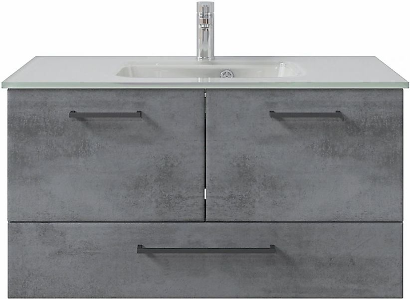 Saphir Badmöbel-Set »Quickset 945 Glas-Waschtisch mit Unterschrank, 99 cm b günstig online kaufen