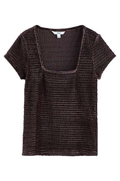 Next T-Shirt Kurzärmeliges, gerafftes Samtoberteil (1-tlg) günstig online kaufen