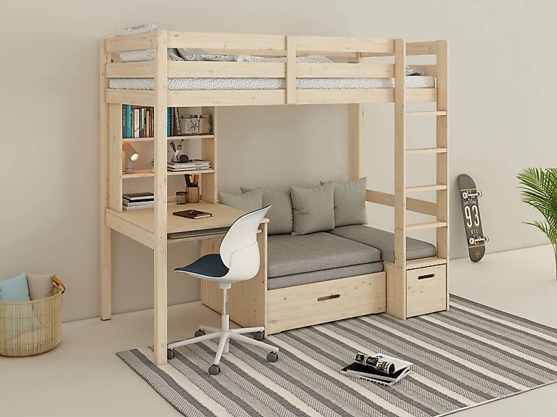 Lüttenhütt Etagenbett "HENNE TOPSELLER Hochbett, Ideal für kleine Räume, 2 günstig online kaufen