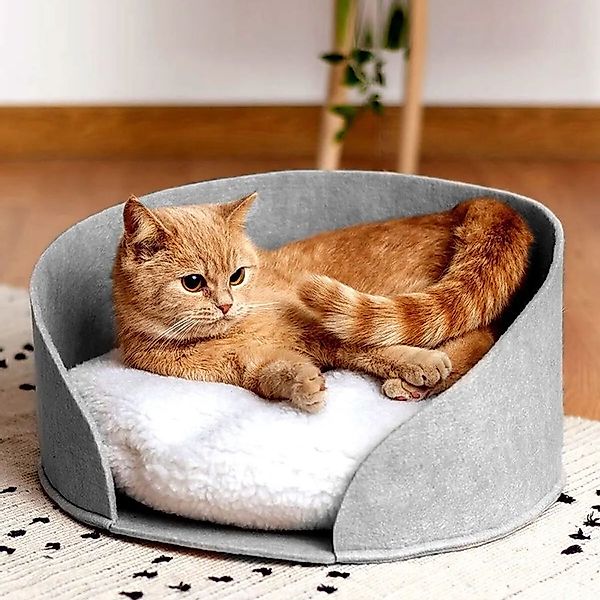 Jungengel Katzenliege Katzenbett mit Plüschkissen, Filz günstig online kaufen