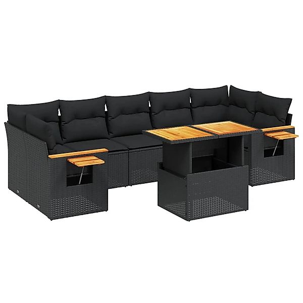 vidaXL 8-Tlg Garten-Sofagarnitur mit Kissen Schwarz Poly Rattan 3273428 günstig online kaufen
