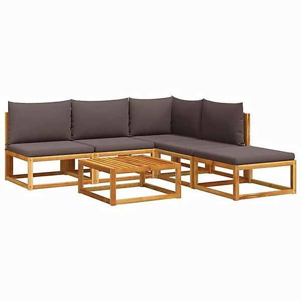 vidaXL Loungesofa 6-tlg. Garten-Sofagarnitur mit Kissen Massivholz, 1 Teile günstig online kaufen