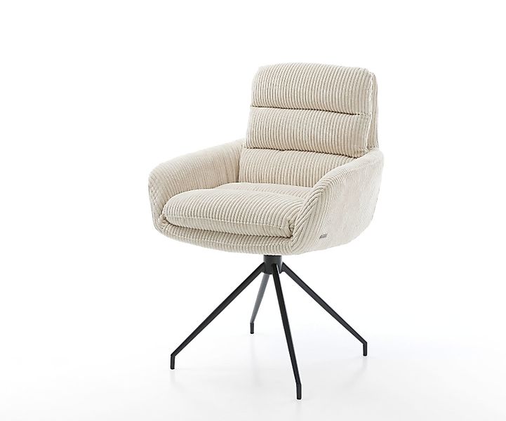 Esszimmerstuhl Abelia-Flex mit Armlehnen Cord Beige Kreuzgestell konisch Sc günstig online kaufen