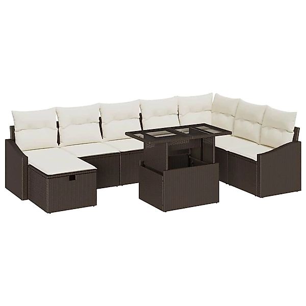 vidaXL Garten-Sofa-Set Höhenverstellbar 9-Tlg Braun Poly Rattan 3361187 günstig online kaufen