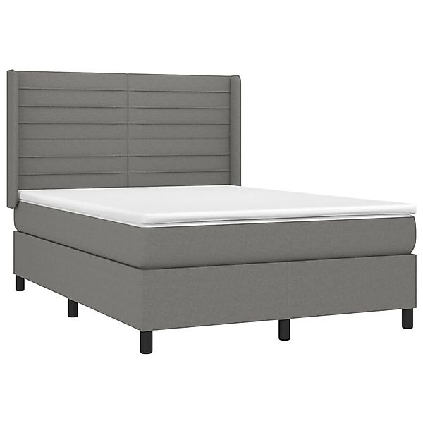 vidaXL Boxspringbett mit Matratze & LED Dunkelgrau 140x190 cm Stoff 3138390 günstig online kaufen