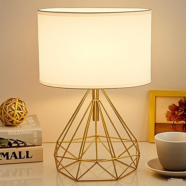 YINDN Tischleuchte Tischlampe mit Stoffschirm, Nachttischlampe günstig online kaufen