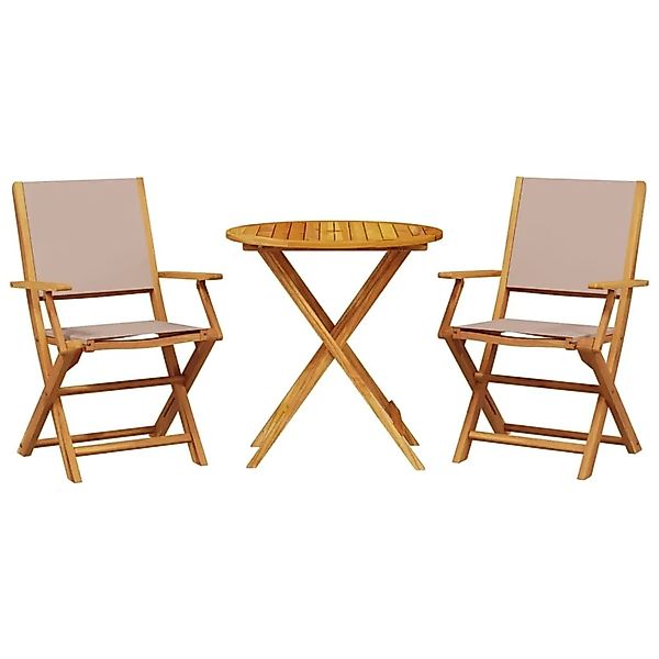 vidaXL 3-tlg Bistro-Set Taupe Stoff und Massivholz Modell 2 günstig online kaufen