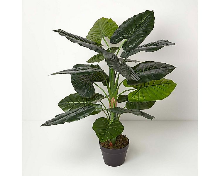 Kunstpflanze Künstliche Pflanze Taro im Topf, Elefantenohr, 90cm, Homescape günstig online kaufen
