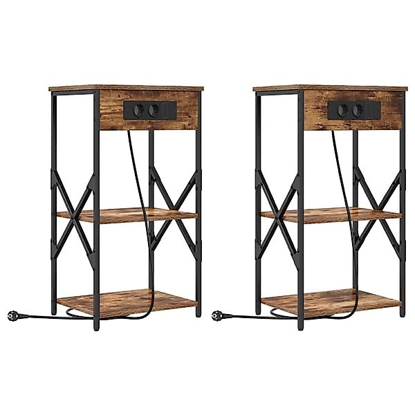 vidaXL Nachttisch 2 Stk Räuchereiche 41 x 31 x 76 cm Holzwerkstoff 859530 günstig online kaufen