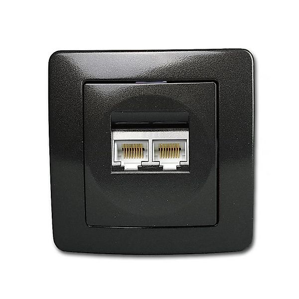 TEM EKONOMIK 2-Fach RJ45 Netzwerkdose Cat5e Anthrazit günstig online kaufen