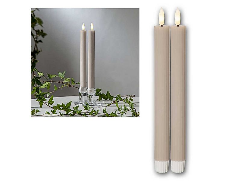 STAR TRADING LED-Kerze LED Stabkerzen STRIPE 2er Set bg 3D Flamme & Timer günstig online kaufen