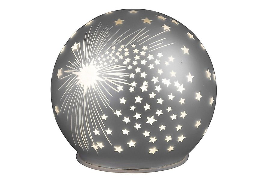formano LED Dekolicht Deko-Kugel Silber Sterne 12 cm Timer 6h/18h Weihnacht günstig online kaufen