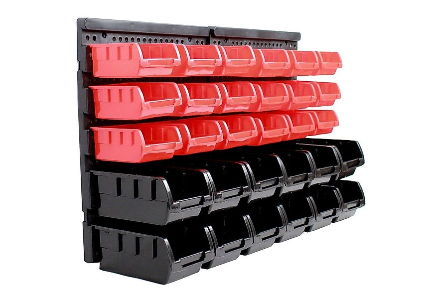 TRUTZHOLM Wandregal Stapelboxen Wandregal 31tlg rot/schwarz Kleinteilemagaz günstig online kaufen