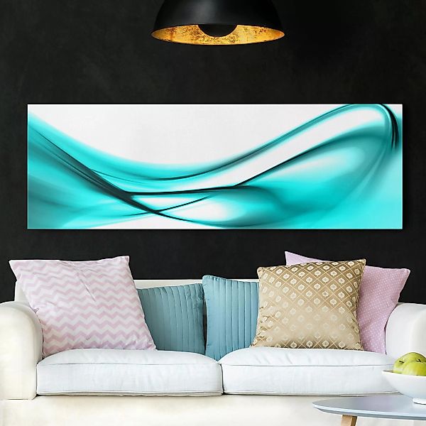 Leinwandbild Abstrakt - Panorama Turquoise Design günstig online kaufen