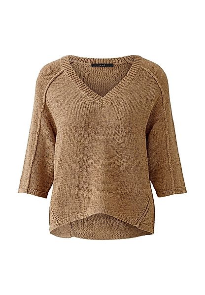 Oui V-Ausschnitt-Pullover Pullover Baumwollmischung mit Leinen günstig online kaufen