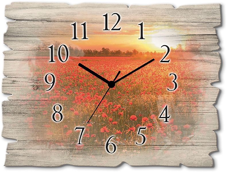 Artland Wanduhr Mohnblumenfeld bei Sonnenuntergang (wahlweise günstig online kaufen