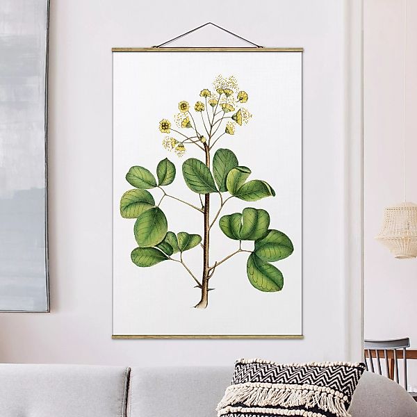 Stoffbild Blumen mit Posterleisten - Hochformat Laubwerk mit Blüten IV günstig online kaufen