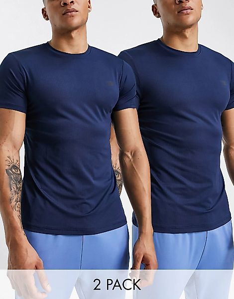 Threadbare – Active – 2er-Pack Trainings-T-Shirts in Marineblau günstig online kaufen