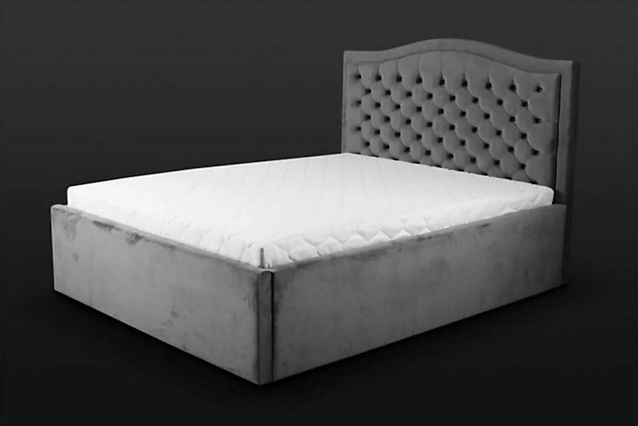 JVmoebel Bett Graues Chesterfield-Bett Klassisches Schlafzimmermöbel (Chest günstig online kaufen