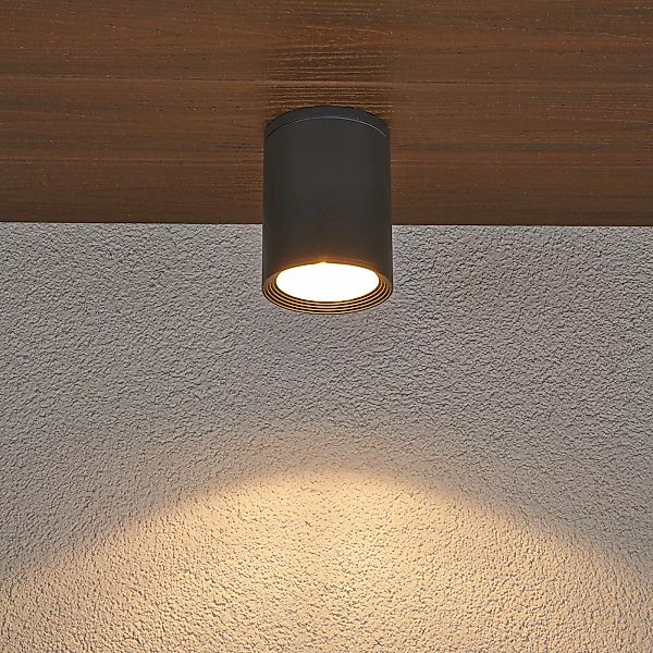 Lucande Deckenstrahler Minna, anthrazit, 14cm, IP54, E27 günstig online kaufen