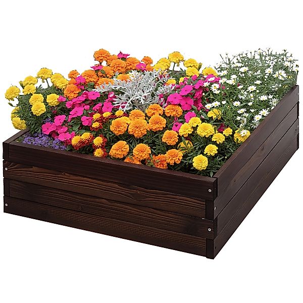 Outsunny Garten-Bett Tannenholz Dunkelbraun L60 x B60 x H23 cm günstig online kaufen